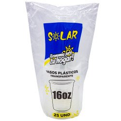 SOLAR VASO PLASTICO 16OZ/25U